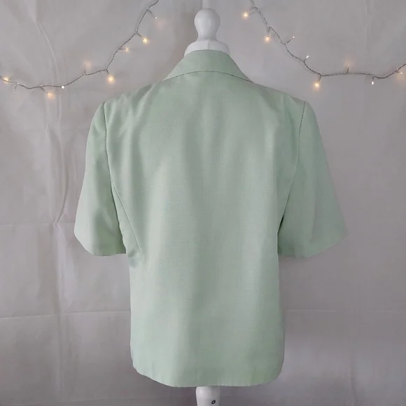 Vintage Lime Green Short Sleeve Single Breasted Blazer Size 18 *Flawed See Pics - Picture 7 of 9